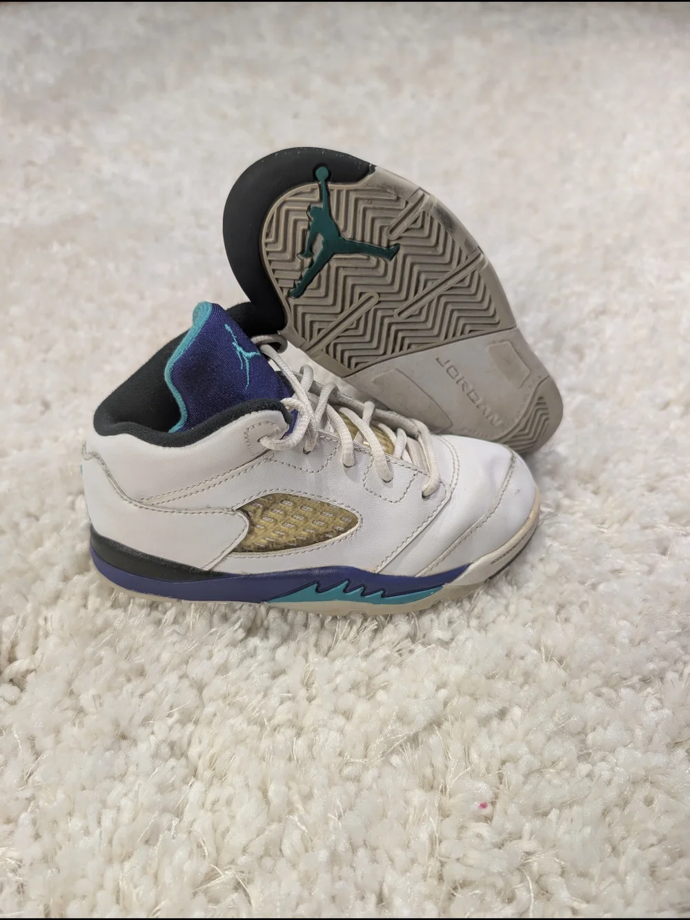 Jordan 5 Grape Kids Retro Basketball Sneakers 9c